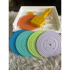 Fisher Price Music Box Record Player Vintage Style Red White 5 Records 2010